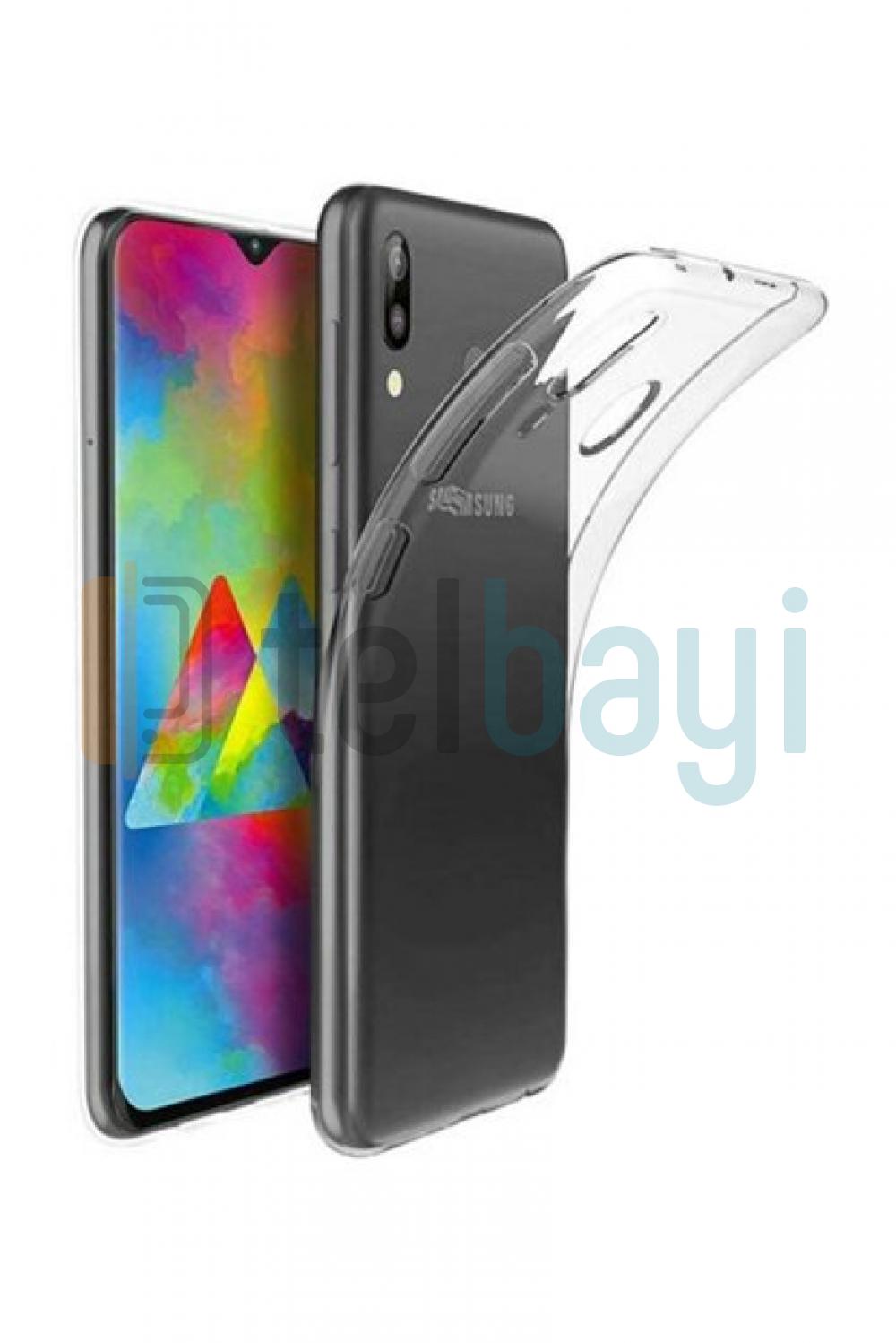 Samsung Galaxy M20 Toz Koruma Tıpalı Ultra İnce Şeffaf Silikon Kılıf
